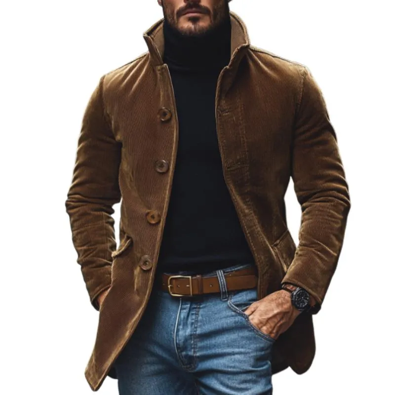 Men's Vintage Corduroy Lapel Single Breasted Slim Short Coat 99197625M sold by Manly