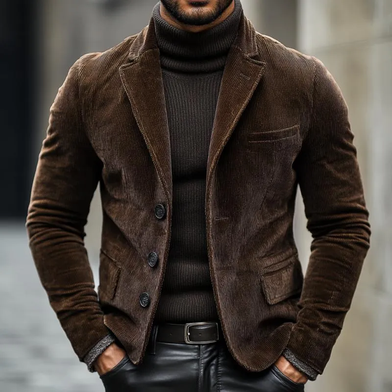 Men's Vintage Notched Lapel Thick Corduroy Slim Blazer 26980849M sold by Manly product image thumbnail 2