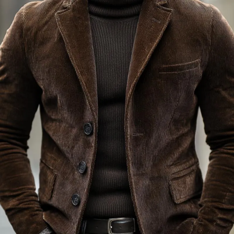 Men's Vintage Notched Lapel Thick Corduroy Slim Blazer 26980849M sold by Manly product image thumbnail 3