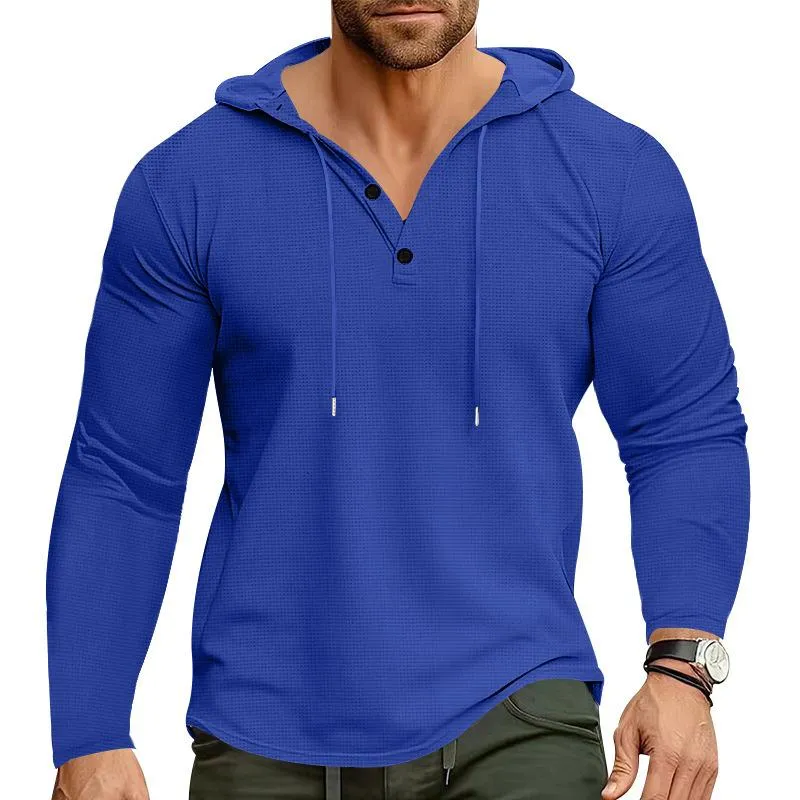 Men's Solid Color Waffle Loose Long Sleeve Casual Hoodie 98061858Z sold by Manly product image thumbnail 2