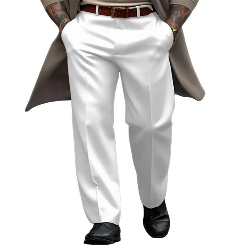 Men's Solid Color Loose Straight Suit Pants 38314414Z sold by Manly