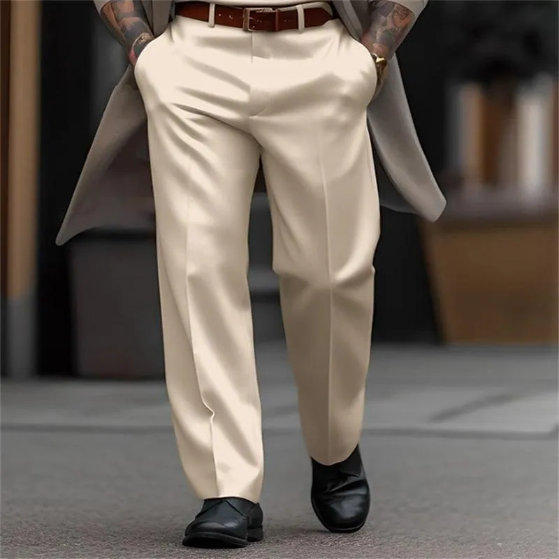 Men's Solid Color Loose Straight Suit Pants 38314414Z sold by Manly product image thumbnail 4