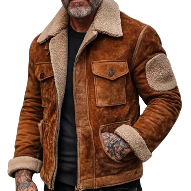 Men's Fashion Fleece Lapel Multi-pocket zipper Jacket 80492487Z sold by Manly