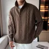 Men's Solid Color Cable Stand Collar Single Breasted Knit Cardigan 49962548Z sold by Manly