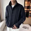 Men's Solid Color Cable Stand Collar Single Breasted Knit Cardigan 49962548Z sold by Manly