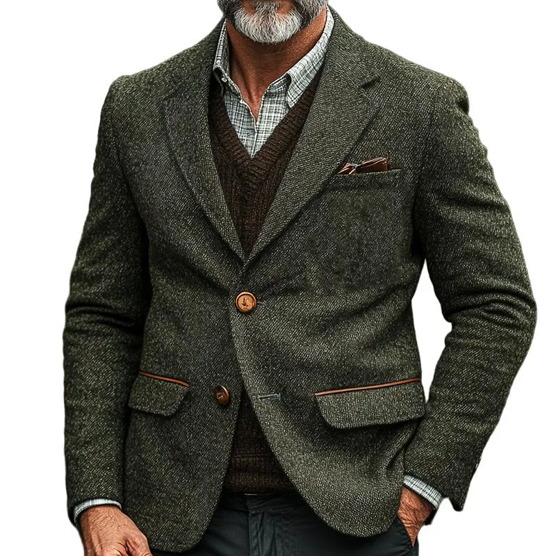 Men's Vintage Woolen Single Breasted Blazer 07875064Y sold by Manly