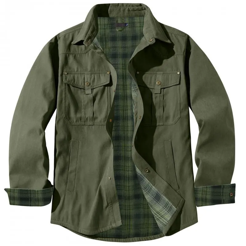 Men's Solid Color Lapel Multi-pocket Single Breasted Cargo Jacket 46992419Z sold by Manly product image thumbnail 4