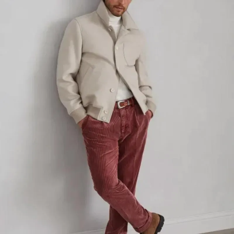 Men's Retro Solid Color Autumn and Winter Jacket 28452637U sold by Manly product image thumbnail 3