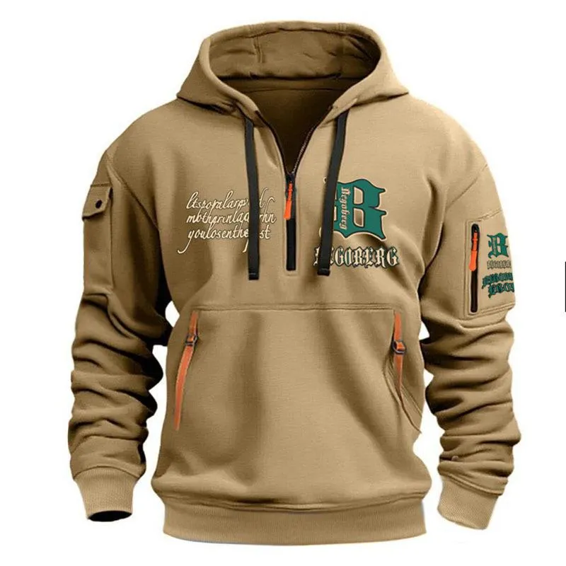 Men's Half Zip Lettering Hoodie 66969689U sold by Manly