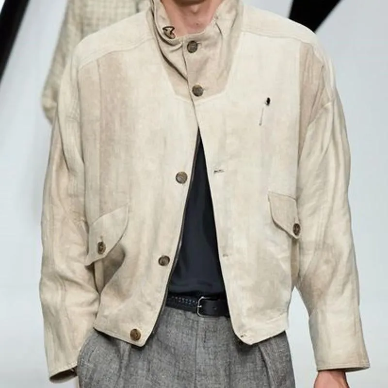 Men's Suede Short Stand Collar Jacket 75451723U sold by Manly product image thumbnail 2