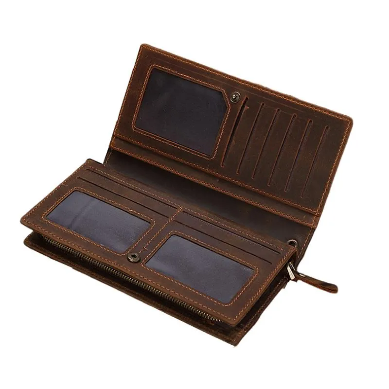 Men's Crazy Horse Leather Card Long Zip Wallet 89959962U sold by Manly