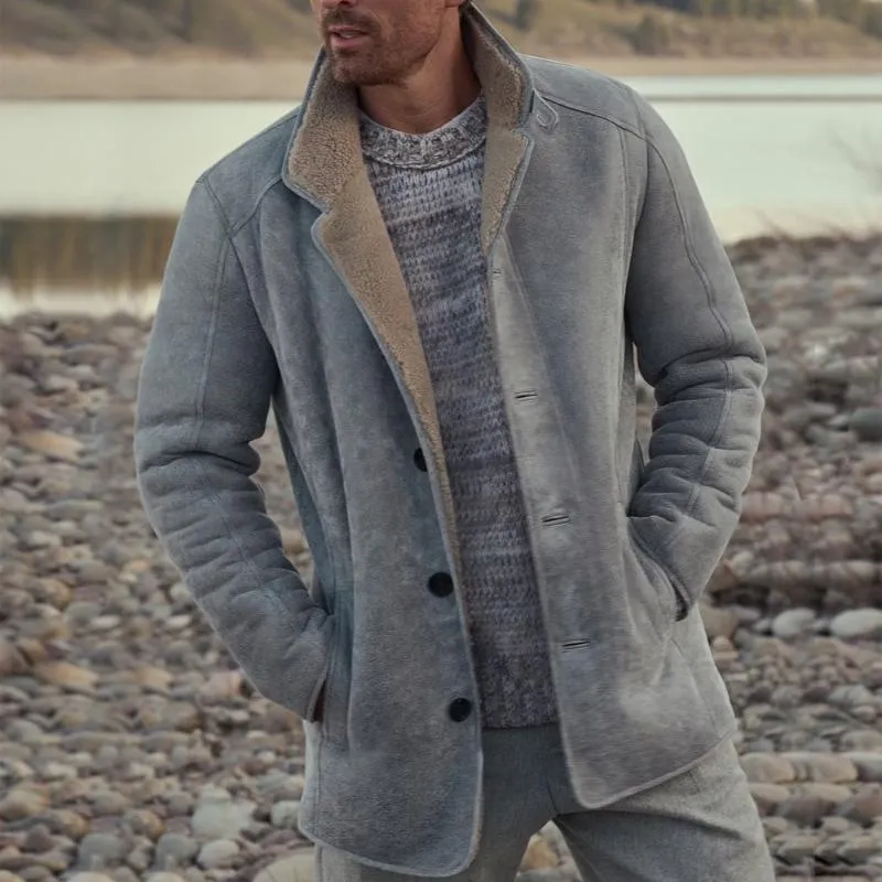 Men's Casual Vintage Suede Plus Velvet Button Jacket 03433360TO sold by Manly product image thumbnail 2