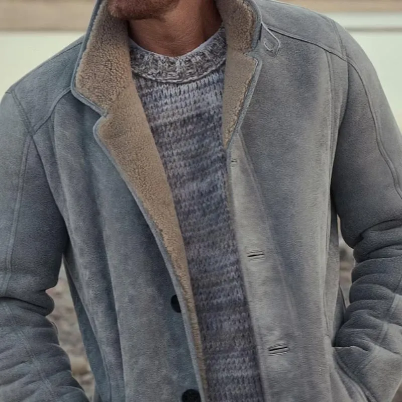 Men's Casual Vintage Suede Plus Velvet Button Jacket 03433360TO sold by Manly product image thumbnail 3