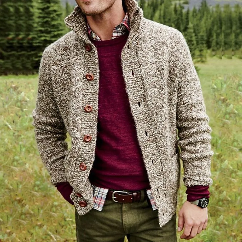 Men's Casual Retro Stand Collar Cardigan Sweater 59037054TO sold by Manly product image thumbnail 2