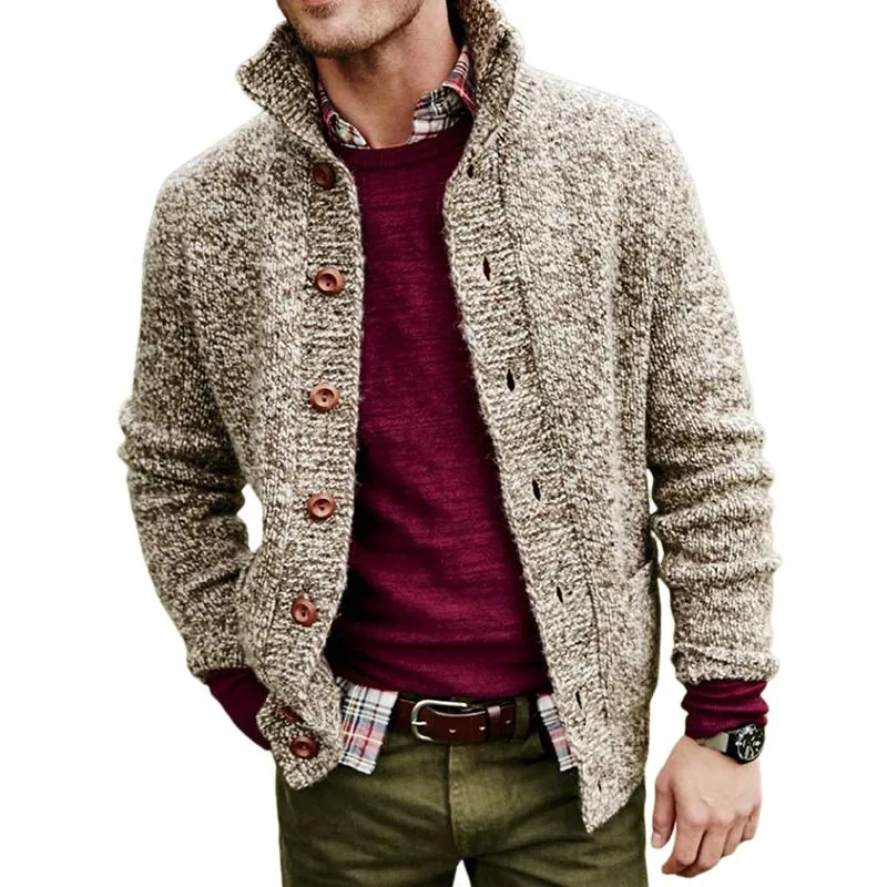 Men's Casual Retro Stand Collar Cardigan Sweater 59037054TO sold by Manly
