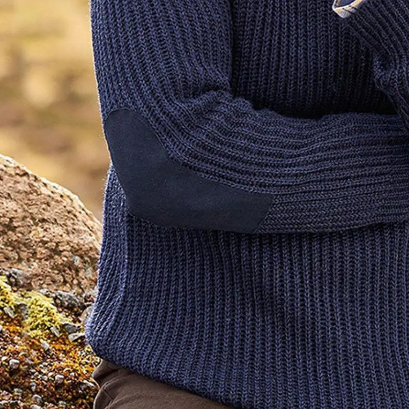 Men's Casual Retro Solid Color Stitching Pullover Sweater 49637311TO sold by Manly product image thumbnail 3