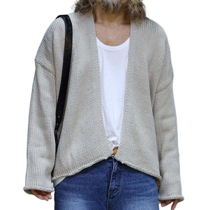Men's Retro Casual Solid Color Knit Cardigan 84381325TO sold by Manly