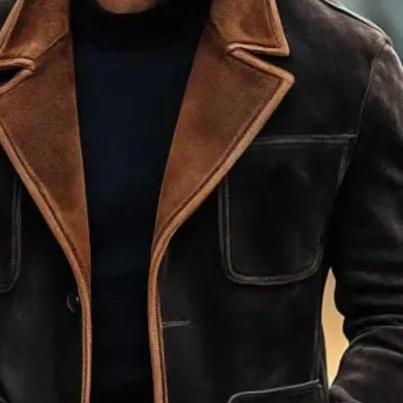 Men's Vintage Casual Lapel Colorblock Suede Jacket 91294681TO sold by Manly product image thumbnail 3