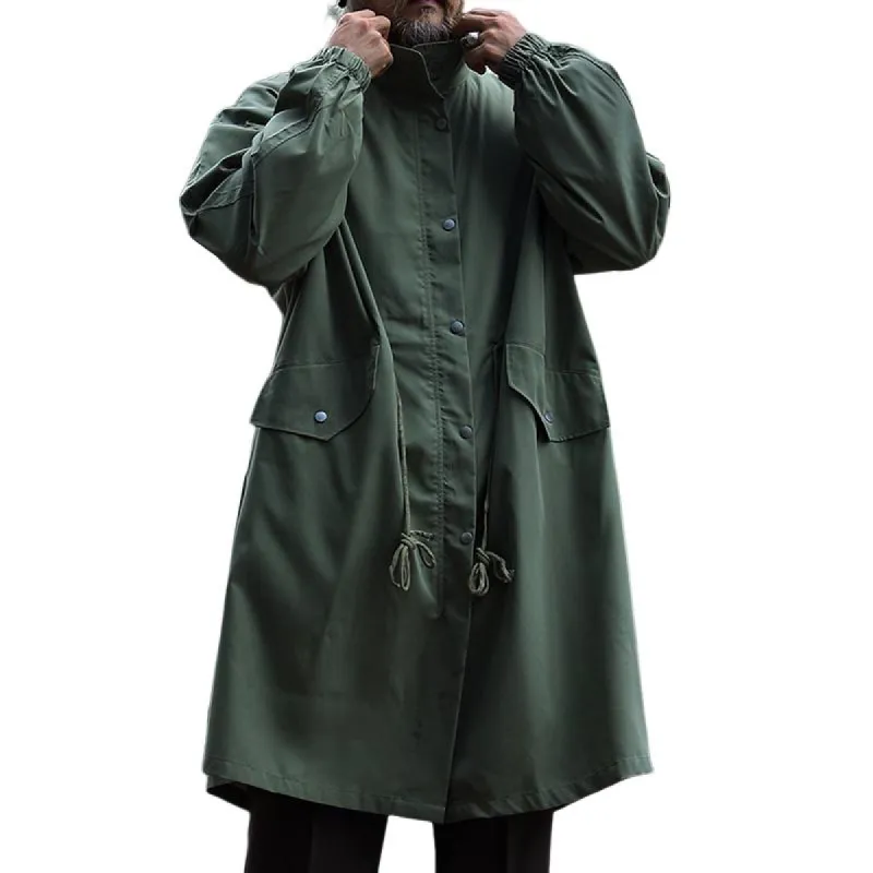 Men's Retro Casual Solid Color Drawstring Long Trench Coat 49229239TO sold by Manly