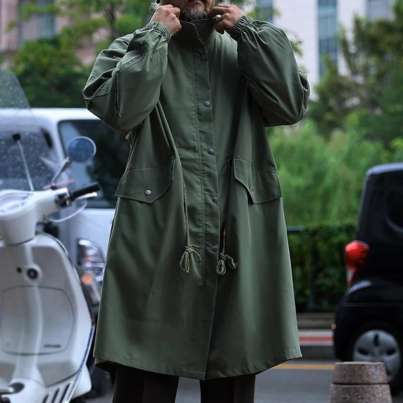 Men's Retro Casual Solid Color Drawstring Long Trench Coat 49229239TO sold by Manly product image thumbnail 2