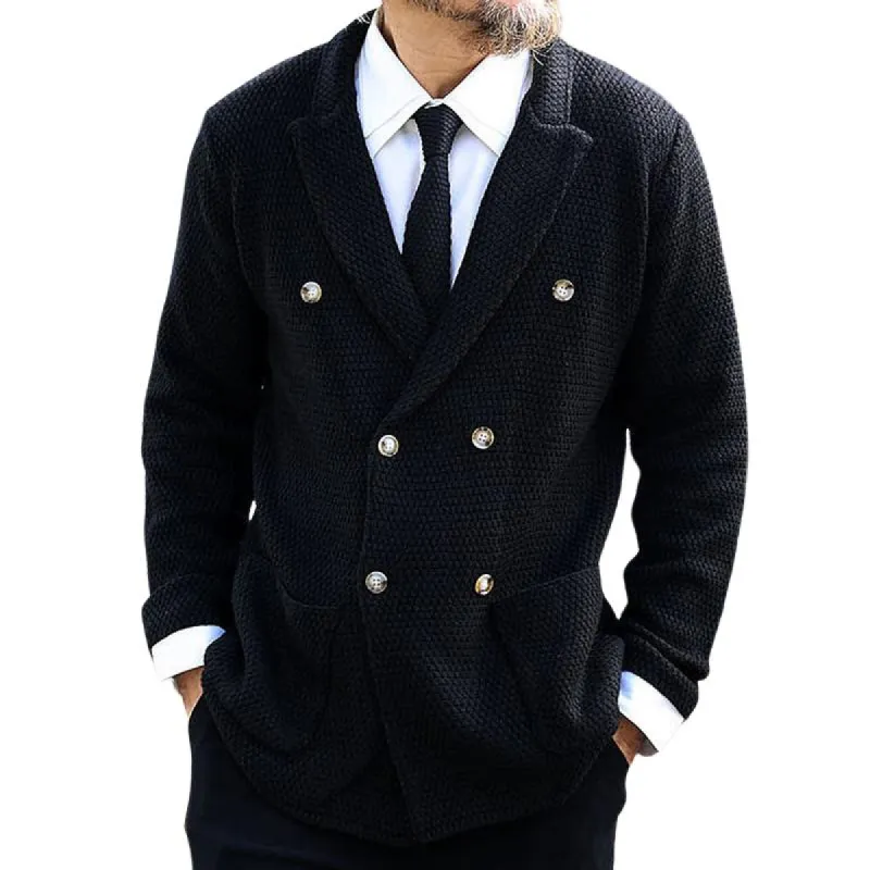 Men's Retro Casual Solid Color Knit Cardigan 44620604TO sold by Manly