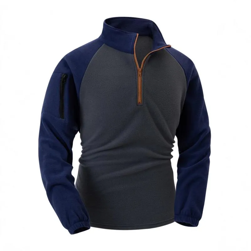 Men's Colorblock Polar Fleece Zipper Collar Long Sleeve Sweatshirt 33711319Y sold by Manly product image thumbnail 3
