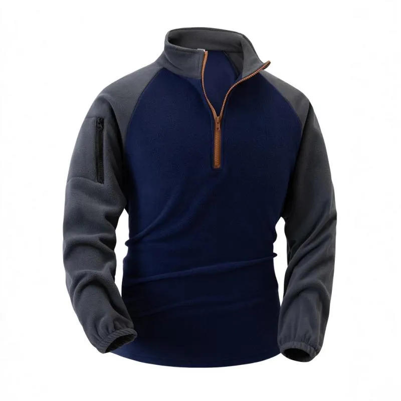 Men's Colorblock Polar Fleece Zipper Collar Long Sleeve Sweatshirt 33711319Y sold by Manly product image thumbnail 2