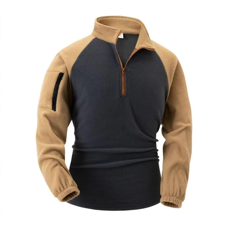 Men's Colorblock Polar Fleece Zipper Collar Long Sleeve Sweatshirt 33711319Y sold by Manly