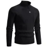 Men's Solid Color Cable Knit Button Stand Collar Chest Pocket Long Sleeve Sweater 69257717Y sold by Manly