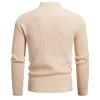 Men's Solid Color Cable Knit Button Stand Collar Chest Pocket Long Sleeve Sweater 69257717Y sold by Manly