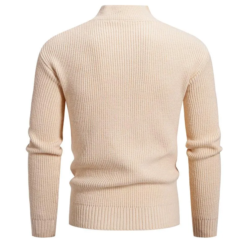 Men's Solid Color Cable Knit Button Stand Collar Chest Pocket Long Sleeve Sweater 69257717Y sold by Manly product image thumbnail 2