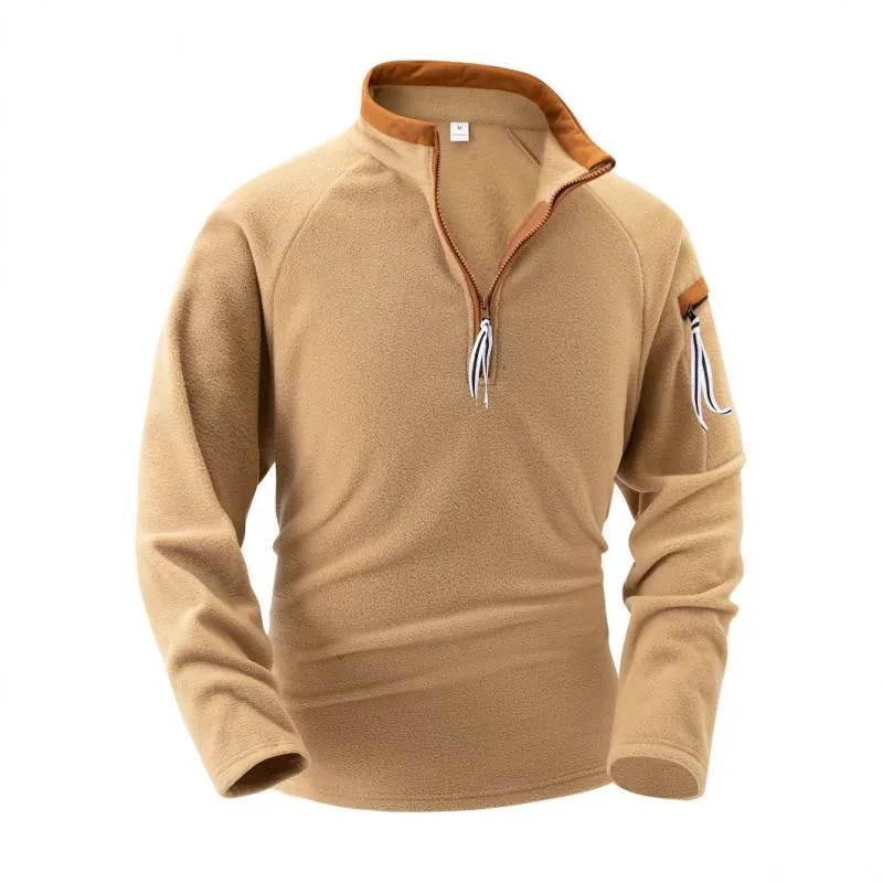 Men's Casual Solid Color Polar Fleece Zipper Stand Collar Long Sleeve Sweatshirt 81227859Y sold by Manly product image thumbnail 2