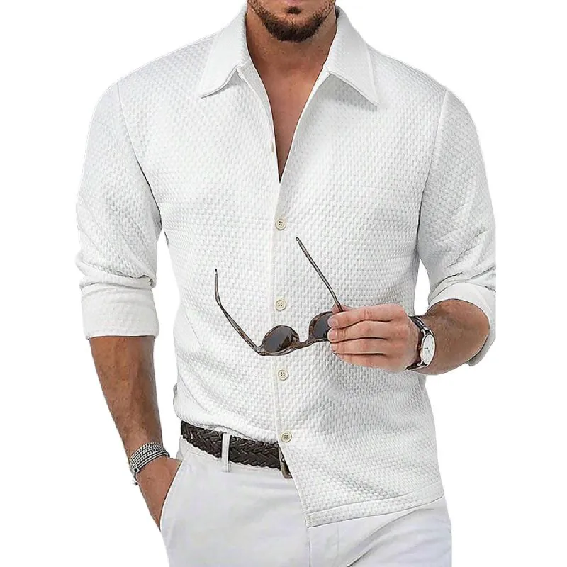 Men's Diamond Jacquard Solid Color Long Sleeve Shirt 06528198Y sold by Manly