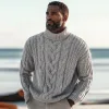 Men's Vintage Cable Turtleneck Loose Knit Pullover Sweater 43293735M sold by Manly