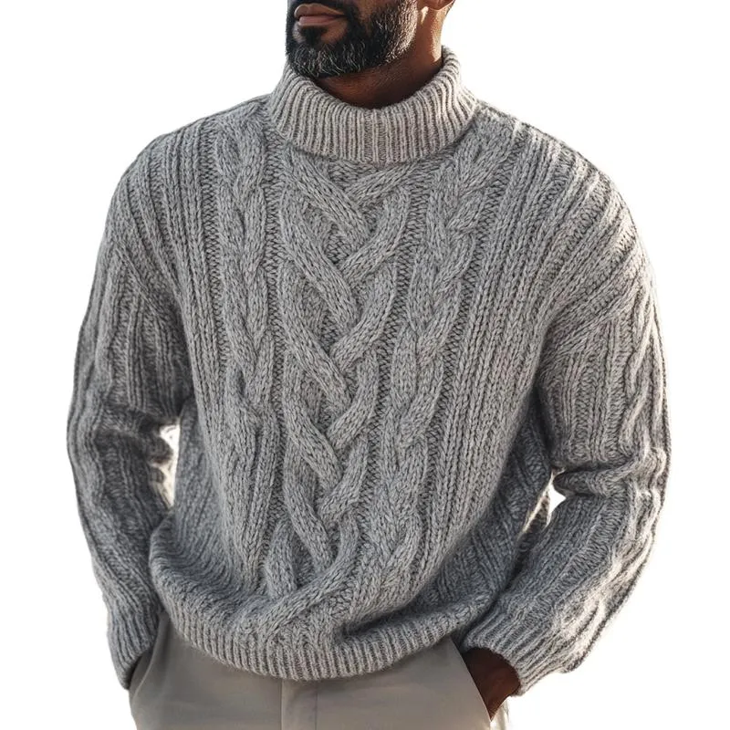 Men's Vintage Cable Turtleneck Loose Knit Pullover Sweater 43293735M sold by Manly