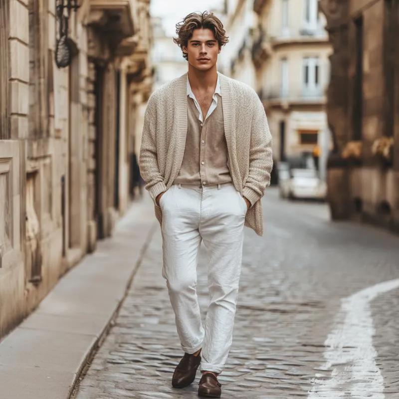 Men's Casual Collarless Solid Color Loose Knitted Cardigan 02004629M sold by Manly product image thumbnail 3