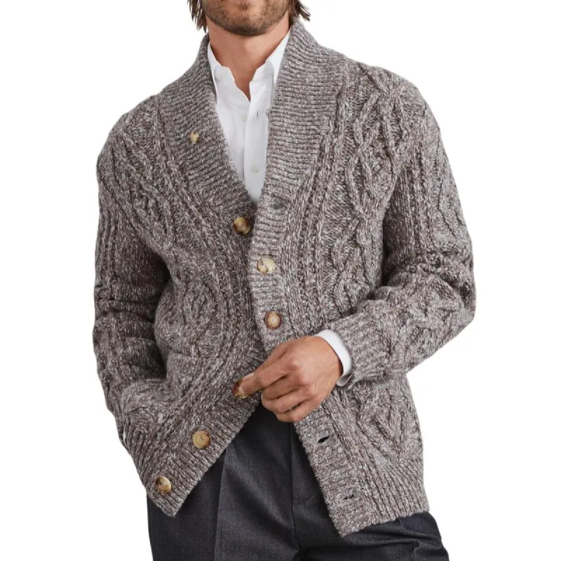 Men's Vintage Cable-knit Single-breasted Loose Knit Cardigan 44961139M sold by Manly