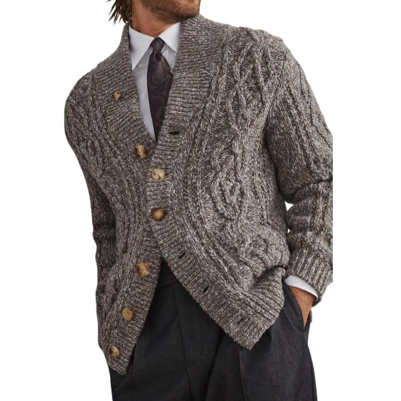 Men's Vintage Cable-knit Single-breasted Loose Knit Cardigan 44961139M sold by Manly product image thumbnail 2