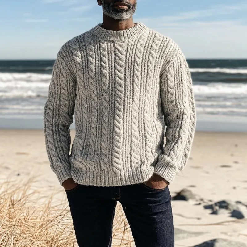 Men's Vintage Cable Crew Neck Loose Knit Sweater 11202418M sold by Manly product image thumbnail 3