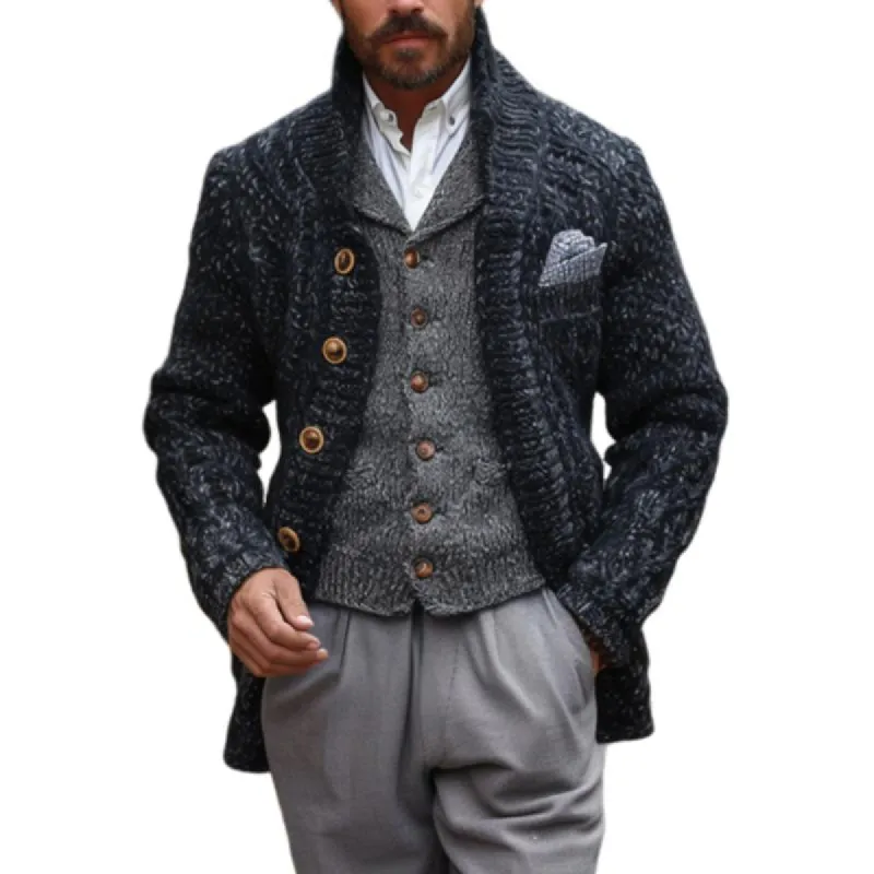 Men's Vintage Stand Collar Single Breasted Slim Fit Knitted Cardigan 45757906M sold by Manly