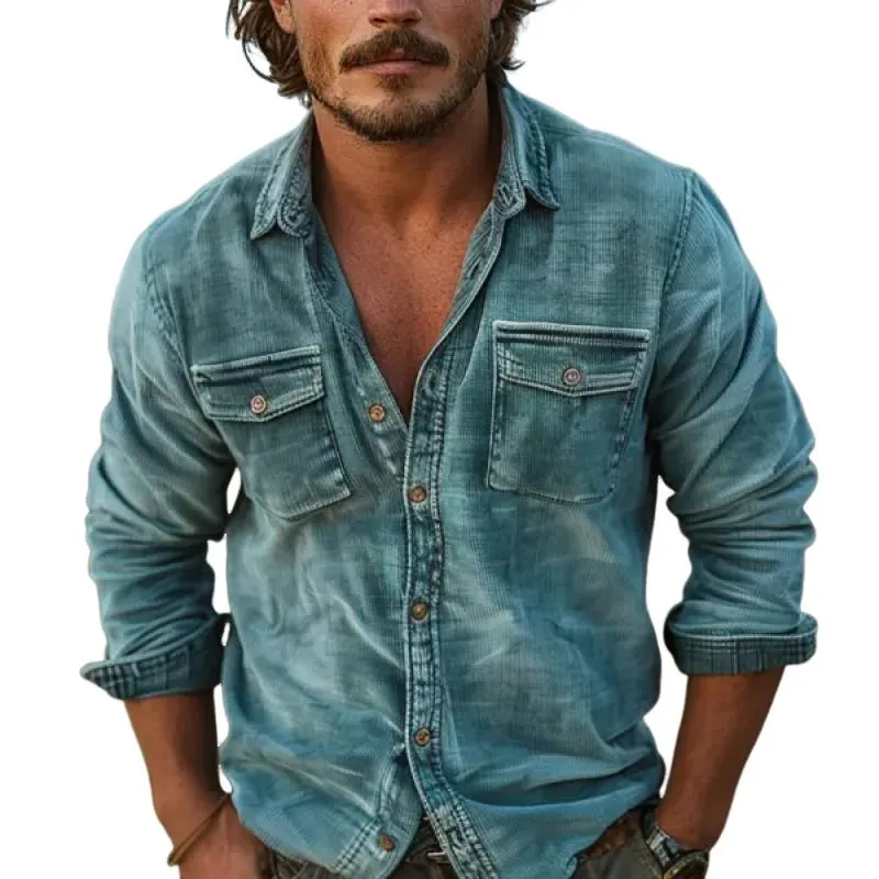 Men's Vintage Washed Corduroy Chest Pocket Shirt 38299434Y sold by Manly