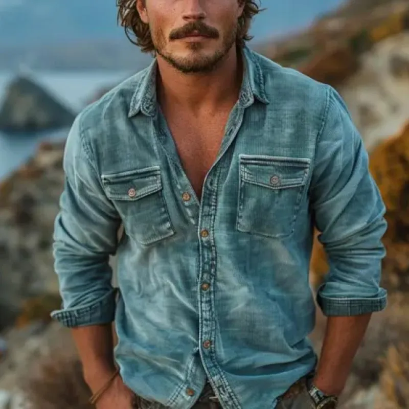 Men's Vintage Washed Corduroy Chest Pocket Shirt 38299434Y sold by Manly product image thumbnail 3