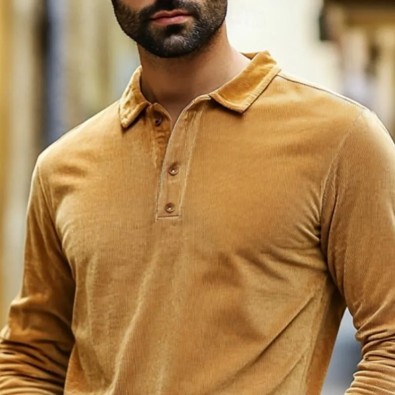 Men's Vintage Corduroy Long Sleeve Polo Shirt 67800306Y sold by Manly product image thumbnail 2