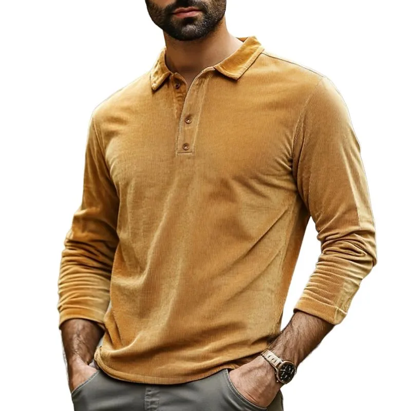 Men's Vintage Corduroy Long Sleeve Polo Shirt 67800306Y sold by Manly