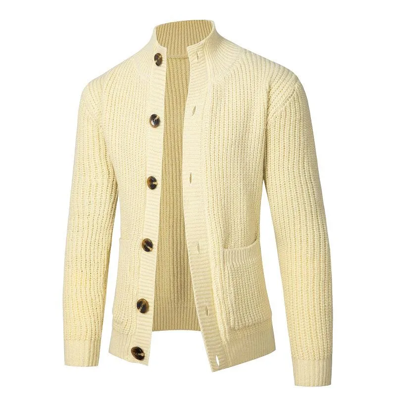 Men's Solid Color Versatile Casual Knitted Cardigan 31917166U sold by Manly