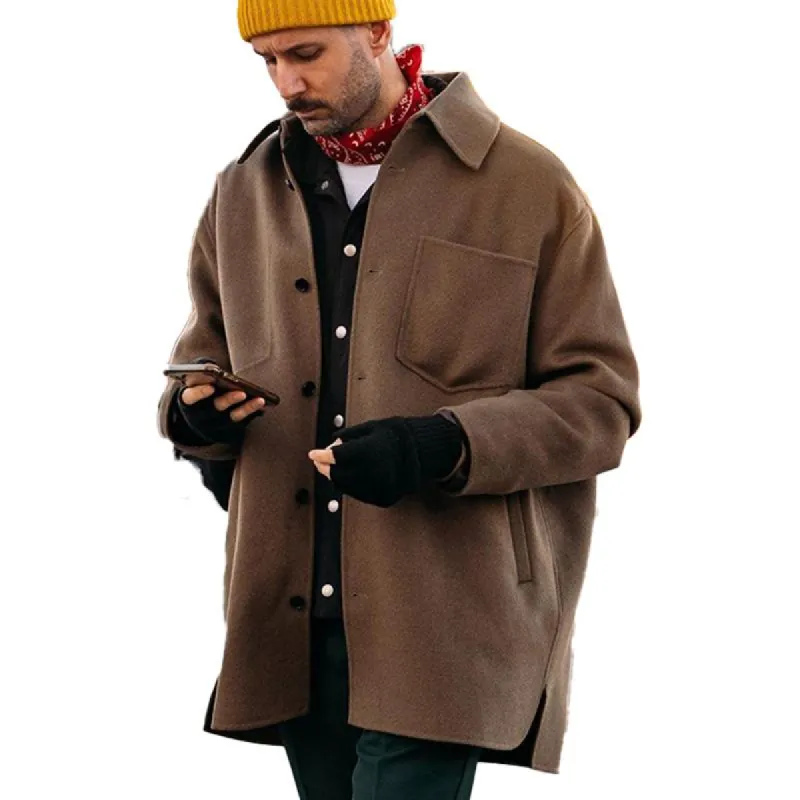 Men's Retro Loose Casual Lapel Mid-length Coat 18827935U sold by Manly