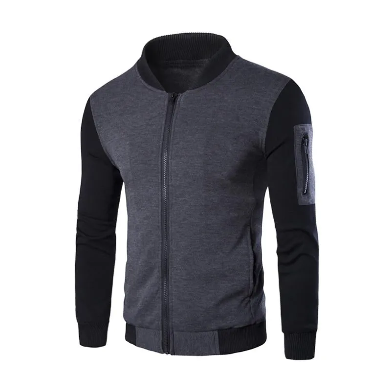 Men's Retro Casual Colorblock Zipper Baseball Jacket 21787849TO sold by Manly