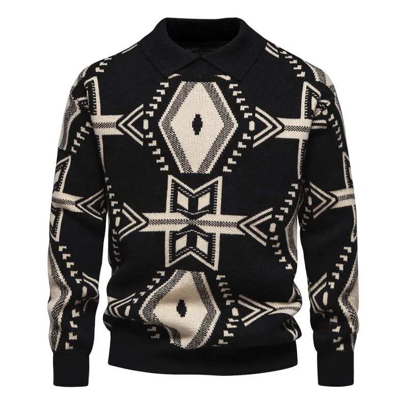 Men's Vintage Jacquard Lapel Long Sleeve Sweater 53660230Y sold by Manly product image thumbnail 4