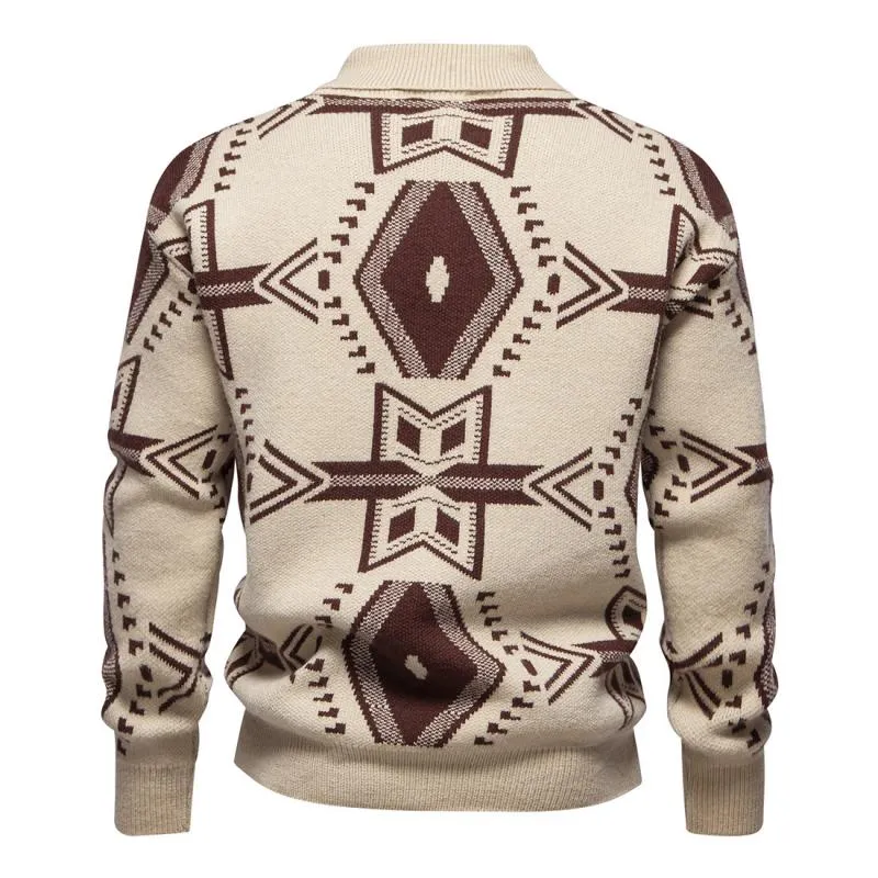 Men's Vintage Jacquard Lapel Long Sleeve Sweater 53660230Y sold by Manly product image thumbnail 3
