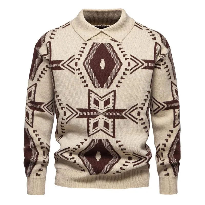 Men's Vintage Jacquard Lapel Long Sleeve Sweater 53660230Y sold by Manly product image thumbnail 2